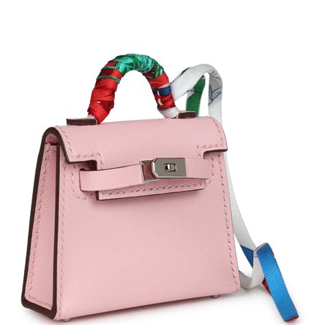 Hermes Rose Sakura Tadelakt Mini Kelly Twilly Bag .